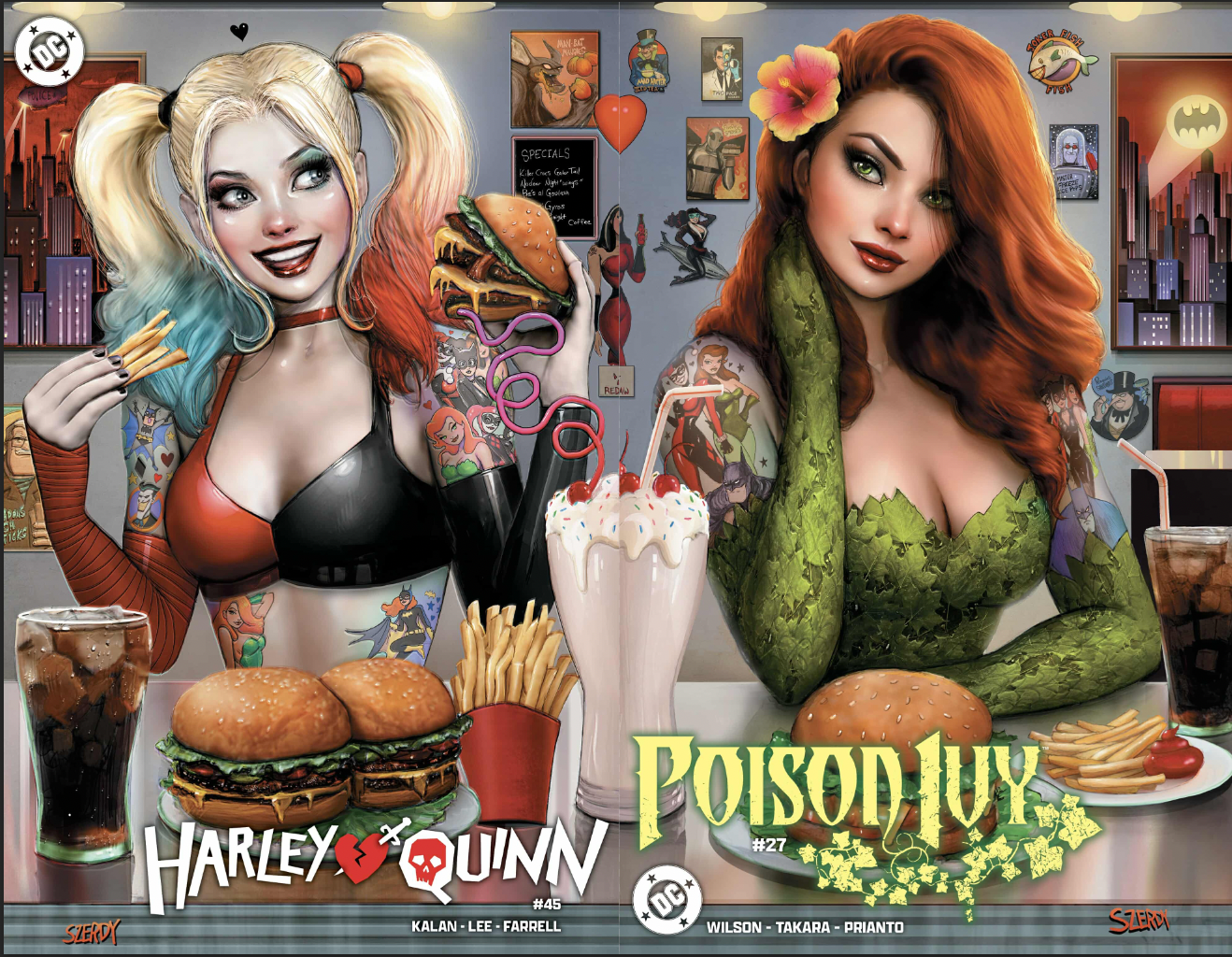 POISON IVY 27 AND HARLEY QUINN 45 CONNECTING DINER SZERDY VARIANTS