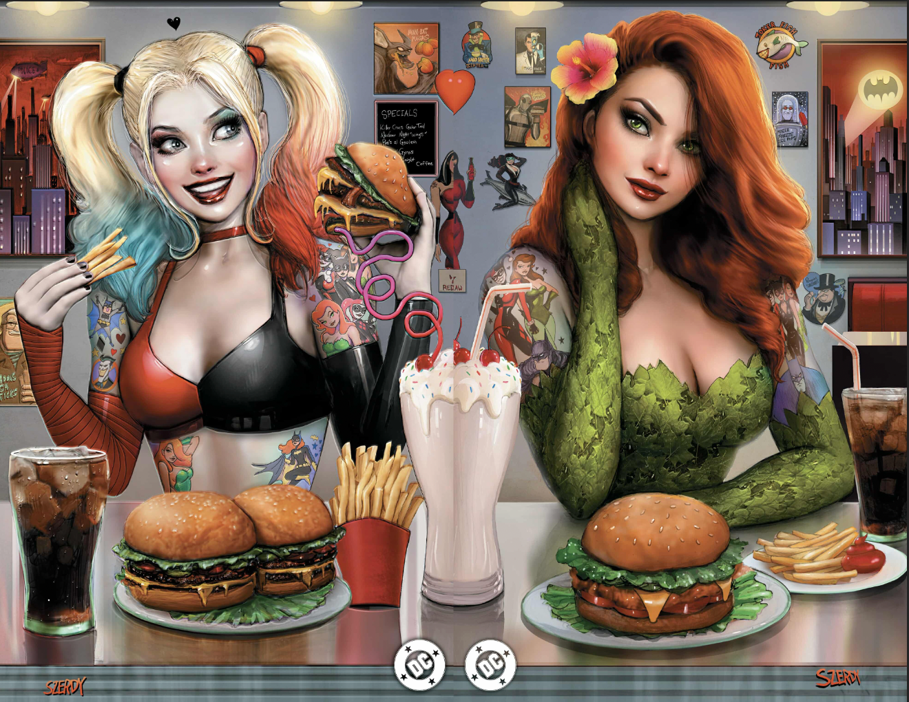 POISON IVY 27 AND HARLEY QUINN 45 CONNECTING DINER SZERDY VARIANTS