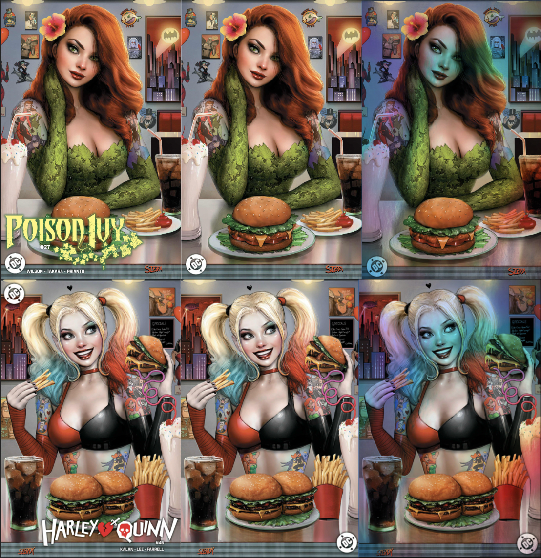 POISON IVY 27 AND HARLEY QUINN 45 CONNECTING DINER SZERDY VARIANTS